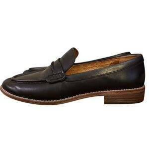 Madewell Women's Black Classic Minimalist Leather Slip Loafer Flat Dress Shoes 8